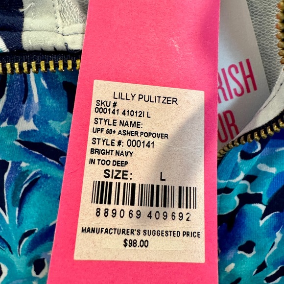 NWT. Lilly Pulitzer, Asher popover. Bright Navy in too Deep. Size Large. - Picture 4 of 4
